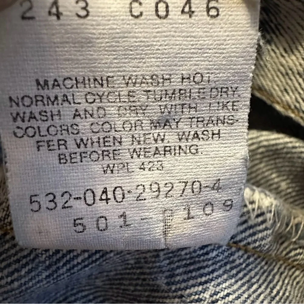 Vintage Levis Jeans 34X38 (31X36‎ Actual) Blue 501 Acid Wash 90s Button Fly USA
